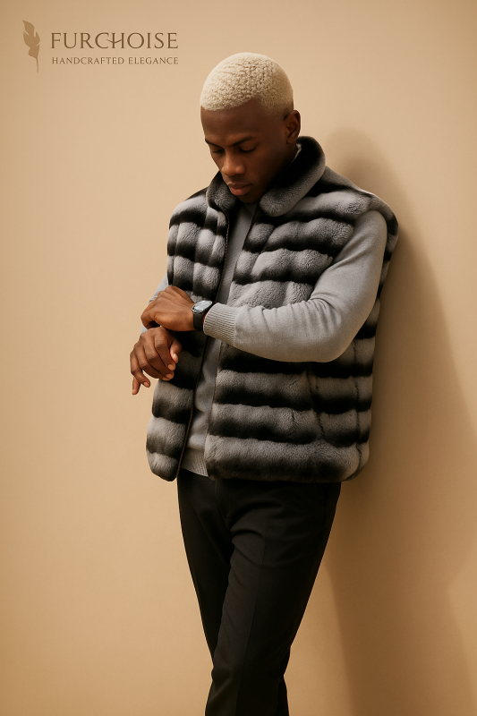 Men's Rex Rabbit Fur Vest – Handcrafted Premium Saga-Certified Furss