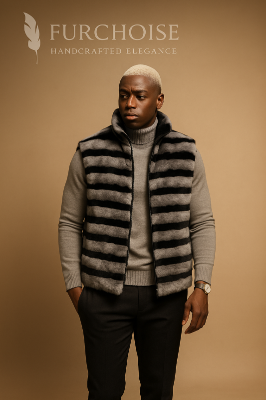 Men's Rex Rabbit Fur Vest – Handcrafted Premium Saga-Certified Furss