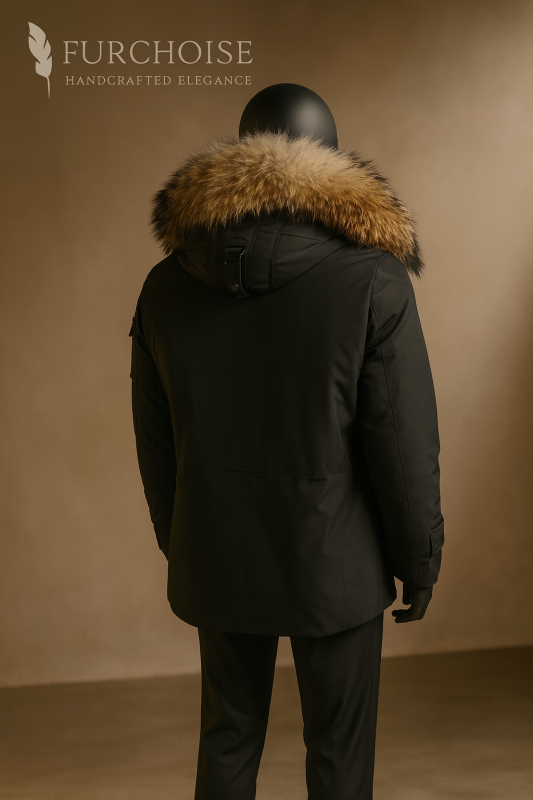 men's fur hood parka, black parka with real fur hood, luxury winter coat men, real fox fur parka men , men's fur hood parka, black parka with real fur hood, luxury winter coat men, real fox fur parka men, custom fur coat, SAGA certified fox fur, handcrafted winter jacket