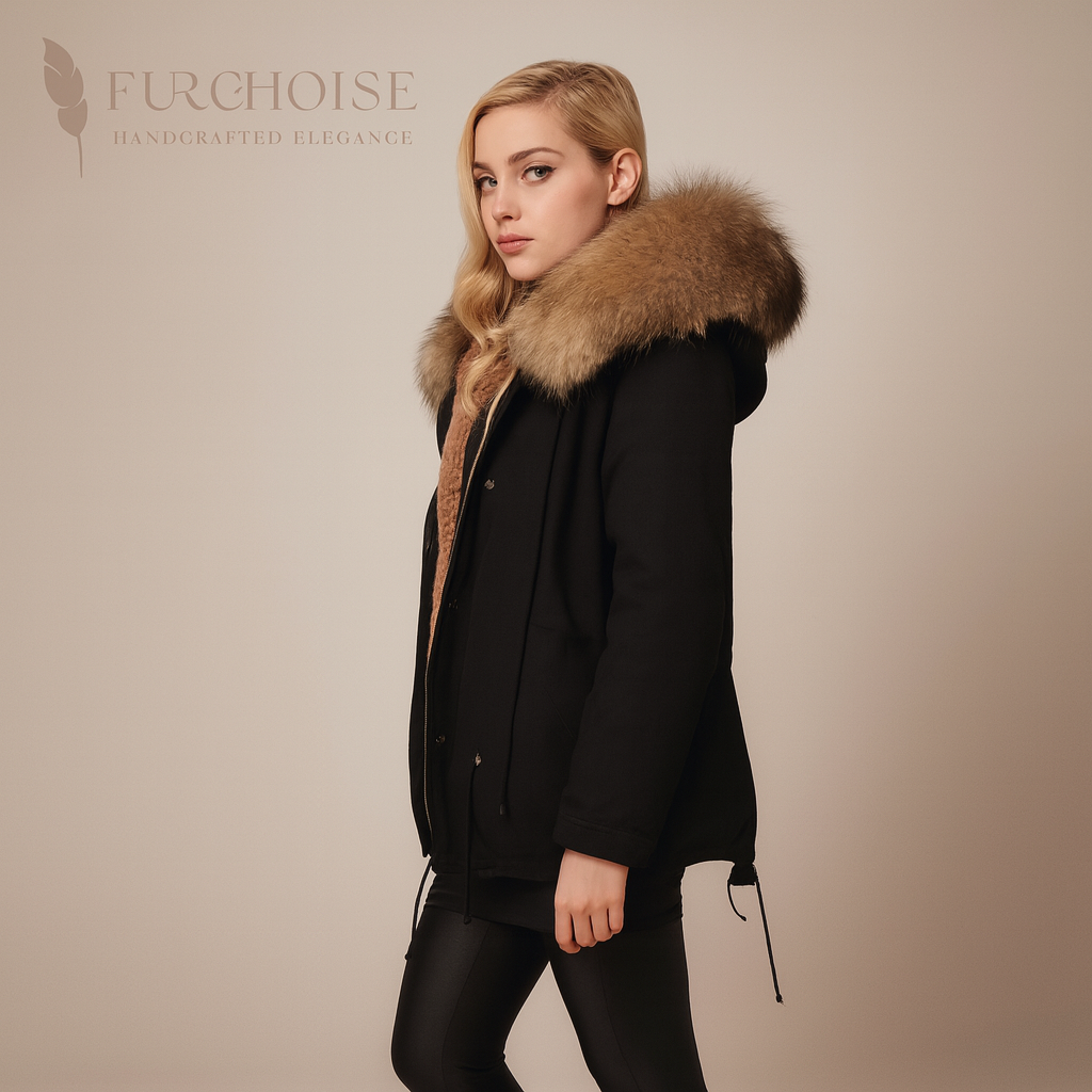 women's black parka with fur hood_rex rabbit fur lined coat_classic winter coat with real raccoon fur_SAGA certified fur parka_luxury fur lined anorak for women 3 women's black parka with fur hood_rex rabbit fur lined coat_classic winter coat with real raccoon fur_SAGA certified fur parka_luxury fur lined anorak for women