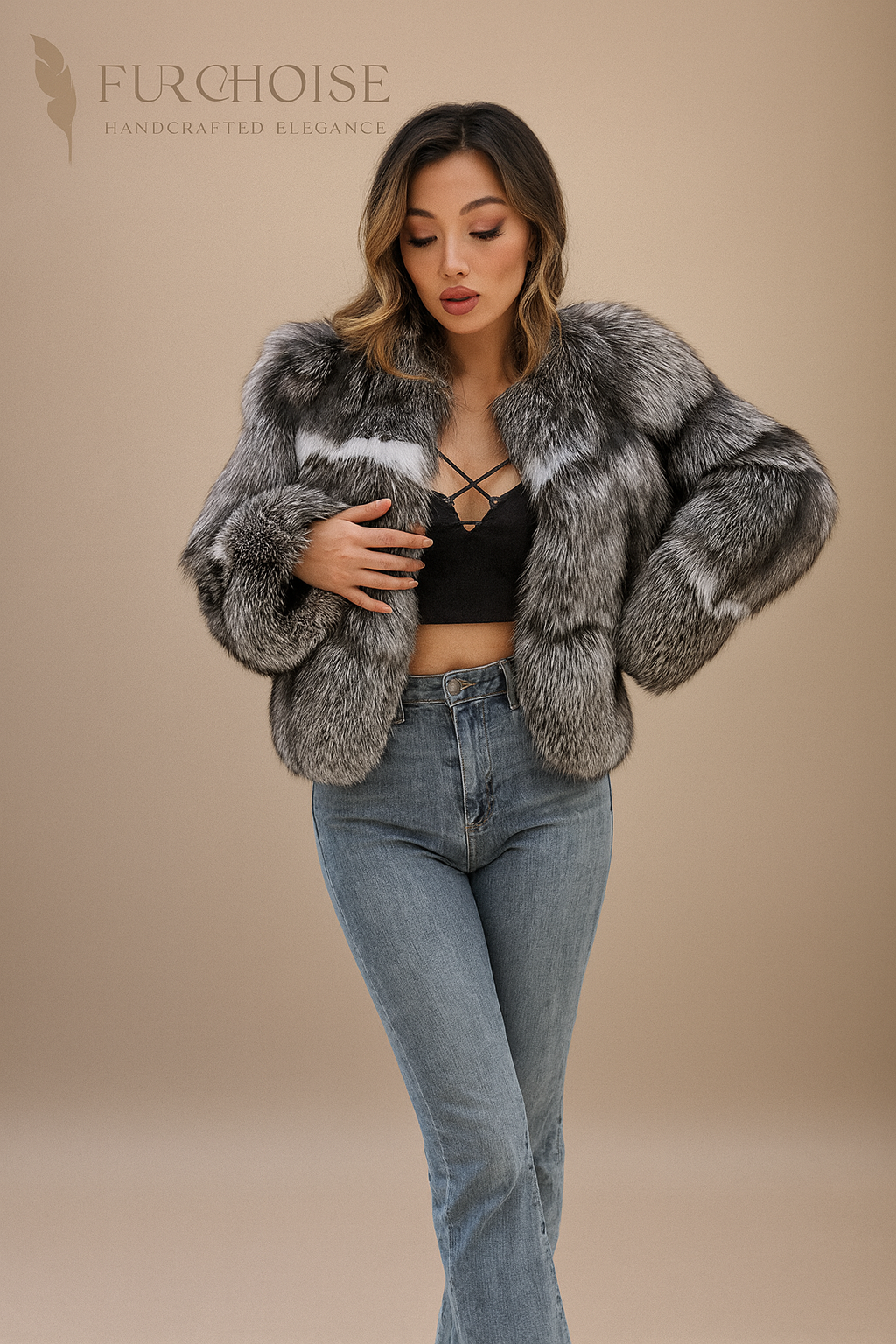 Women's Silver Fox Fur Jacket, Real Silver Fox Coat, Short Fox Fur Bomber, SAGA Silver Fox, Two-Tone Fur Jacket, Cropped Fur Coat Women, Luxury Winter Outerwear, Silver Fox with White Stripes Women's Silver Fox Fur Jacket, Real Silver Fox Coat, Short Fox Fur Bomber, SAGA Silver Fox, Two-Tone Fur Jacket, Cropped Fur Coat Women, Luxury Winter Outerwear, Silver Fox with White Stripes