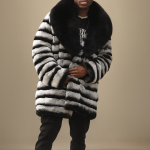 men's chinchilla fur coat, chinchilla fur coat for men, men's real fur coat, men's chinchilla rex rabbit coat, fur coat with fox collar, men's chinchilla jacket, black and white fur coat men, rex rabbit fur coat, men's luxury fur coat, real fur jacket men, fox collar coat men, striped fur coat